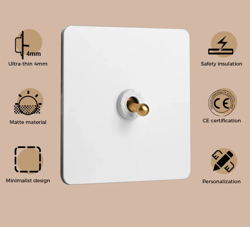 Vintage Relief White Matte Panel Toggle Switch - Image 2