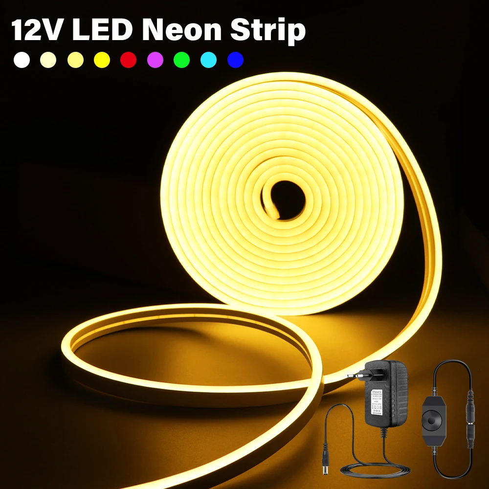 Waterproof Silicone Neon LED Strip with Dimmer – Flexible, High-Intensity Lighting for Home Decoration